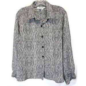 Laura & Jayne Collection Women Paisley Print Long Sleeve Blouse Size 14 w/defect